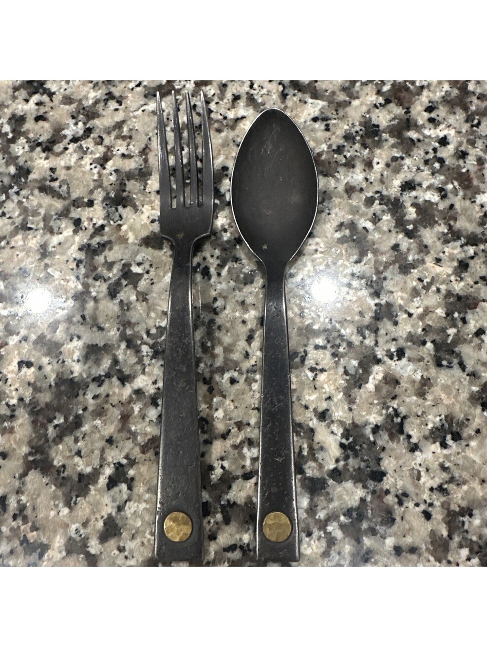 Hammered Steel Rivet Flatware Fork Spoon Jefferson Mack  Restoration Hardware